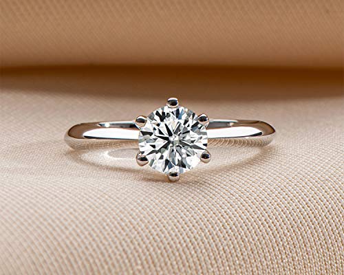 Promise Rings for Her, WOAINI Moissanite Engagement Ring for Women 1 Carat Round Cut Sterling Silver Wedding Band Ring Brilliant Solitaire Infinty for Anniversary Valentine's Day (4)