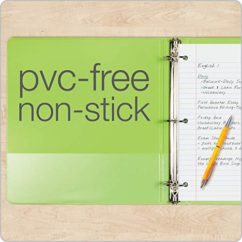 Cardinal 3 Ring Binders, 1.5 Inch, Round Rings, Holds 350 Sheets, ClearVue Presentation View, Non-Stick, Assorted Colors, 4 Pack (79550)