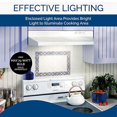 Broan-NuTone 423001 30" White Ducted Convertible Range Hood Insert with Light, Exhaust Fan for Under Cabinet, Inch