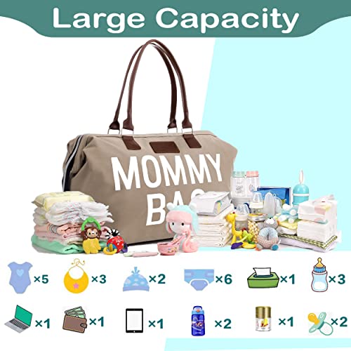 CHQEL Baby Diaper Bag, Mommy Bags for Hospital & Functional Large Baby Diaper Travel Bag for Baby Care (Beige)