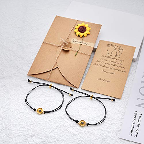 DESIMTION Sunflower Bracelet Pinky Promise Best Friend Bracelet for 2 Friendship Bracelet Sunflower Jewelry Gifts for Teen Girls Matching Bracelets