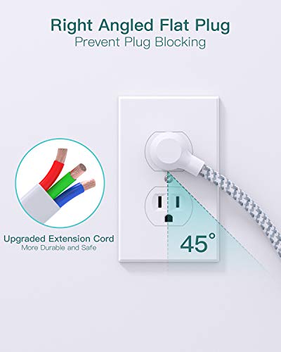 Power Strip Surge Protector - Addtam 10Ft Long Extension Cord with 6 Outlets and 3 USB Ports, Flat Plug Overload Surge Protection Outlet Strip, Wall Mount for Home, Office and More