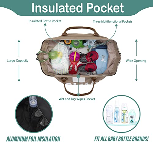 CHQEL Baby Diaper Bag, Mommy Bags for Hospital & Functional Large Baby Diaper Travel Bag for Baby Care (Beige)