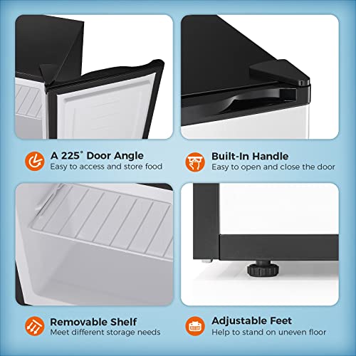 Kismile 1.1 Cu.ft Upright Freezer with Compact Reversible Single Door,Removable Shelves Free Standing Mini Freezer with Adjustable Thermostat for Home/Kitchen/Office