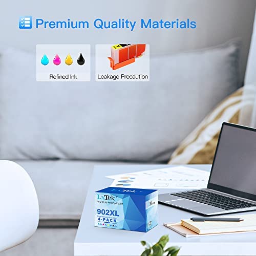 LxTek Compatible Ink Cartridge Replacement for HP 902XL 902 XL Ink Cartridge to use with Officejet 6978 6968 6962 6958 Printer (4 Pack)