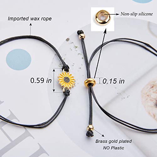 DESIMTION Sunflower Bracelet Pinky Promise Best Friend Bracelet for 2 Friendship Bracelet Sunflower Jewelry Gifts for Teen Girls Matching Bracelets