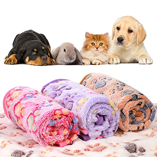 Soft Paw Print Fleece Pet Blankets (4 Pcs)