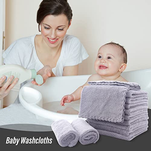 Baby Washcloths 12 Pack 12x12 Inches- Microfiber Coral Fleece Extra Absorbent and Soft for Newborns, Infants and Toddlers - Sensitive Skin and Newborn - Ideal Baby Shower Gift