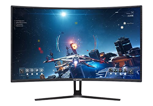 Sceptre Curved Gaming 32" 1080p LED Monitor up to 185Hz 165Hz 144Hz 1920x1080 AMD FreeSync HDMI DisplayPort Build-in Speakers, Machine Black 2020 (C326B-185RD)