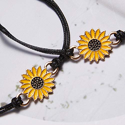 DESIMTION Sunflower Bracelet Pinky Promise Best Friend Bracelet for 2 Friendship Bracelet Sunflower Jewelry Gifts for Teen Girls Matching Bracelets