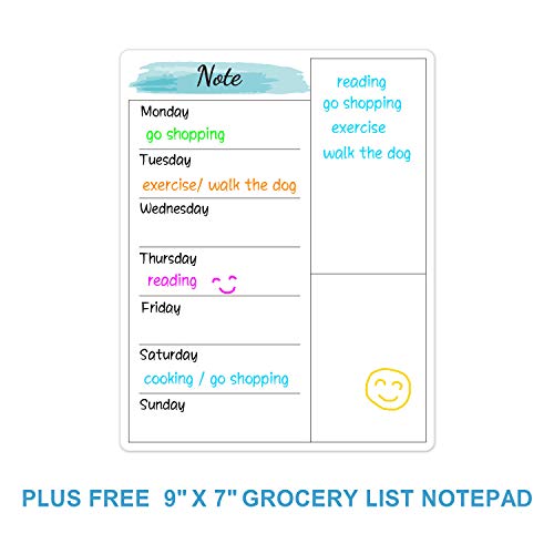 Dry Erase Fridge Magnetic Calendar - White Board Magnetic Calendar for Refrigerator Wall Home Kitchen Decor, 15"x 11.5", Grocery List Magnet Pad for Fridge