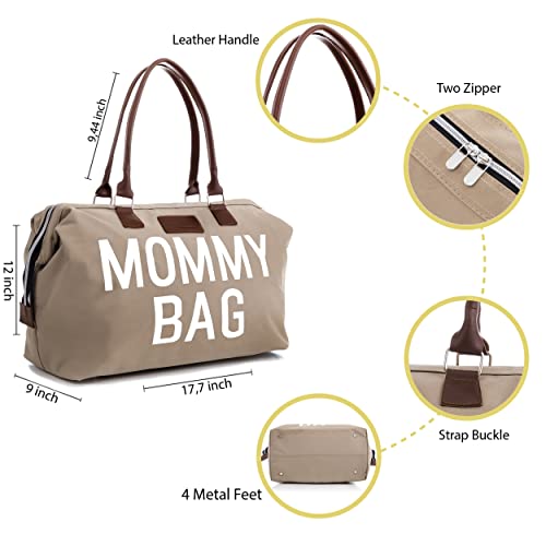 CHQEL Baby Diaper Bag, Mommy Bags for Hospital & Functional Large Baby Diaper Travel Bag for Baby Care (Beige)