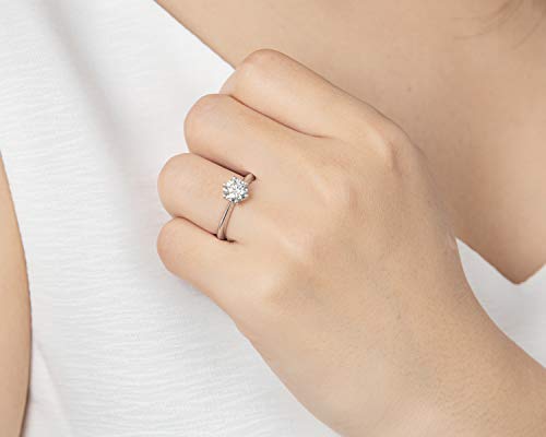 Promise Rings for Her, WOAINI Moissanite Engagement Ring for Women 1 Carat Round Cut Sterling Silver Wedding Band Ring Brilliant Solitaire Infinty for Anniversary Valentine's Day (4)