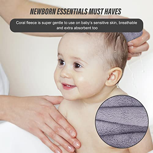 Baby Washcloths 12 Pack 12x12 Inches- Microfiber Coral Fleece Extra Absorbent and Soft for Newborns, Infants and Toddlers - Sensitive Skin and Newborn - Ideal Baby Shower Gift