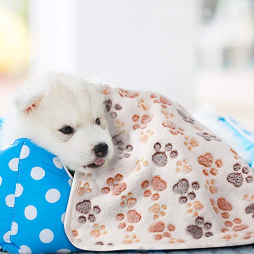 Soft Paw Print Fleece Pet Blankets (4 Pcs)