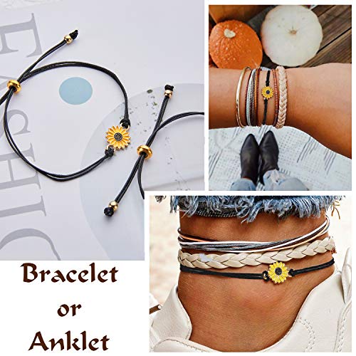 DESIMTION Sunflower Bracelet Pinky Promise Best Friend Bracelet for 2 Friendship Bracelet Sunflower Jewelry Gifts for Teen Girls Matching Bracelets