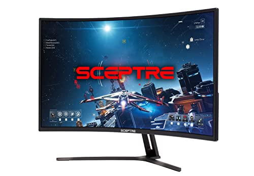 Sceptre Curved Gaming 32" 1080p LED Monitor up to 185Hz 165Hz 144Hz 1920x1080 AMD FreeSync HDMI DisplayPort Build-in Speakers, Machine Black 2020 (C326B-185RD)