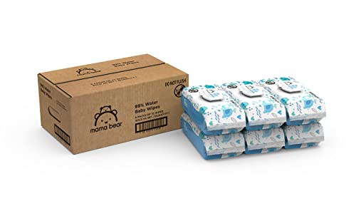 Amazon Brand - Mama Bear 99% Water Baby Wipes, Hypoallergenic, Fragrance Free,72 Count (Pack of 6)