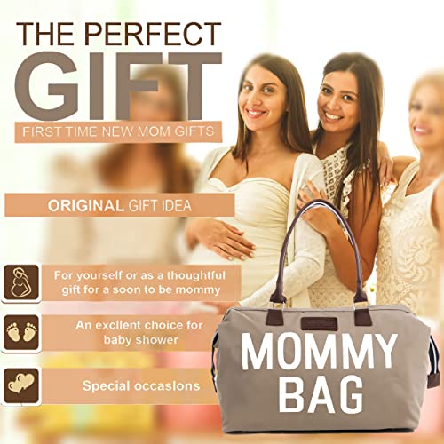 CHQEL Baby Diaper Bag, Mommy Bags for Hospital & Functional Large Baby Diaper Travel Bag for Baby Care (Beige)