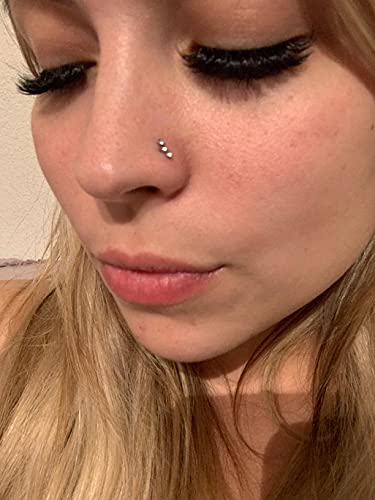 MODRSA 20g Nose Rings Studs L Shape Nose Screw Stainless Steel Nose Rings Hoop Diamond Heart Hypoallergenic Nostril Nose Piercing Jewelry for Women Men Silver Rose Gold Black Rainbow