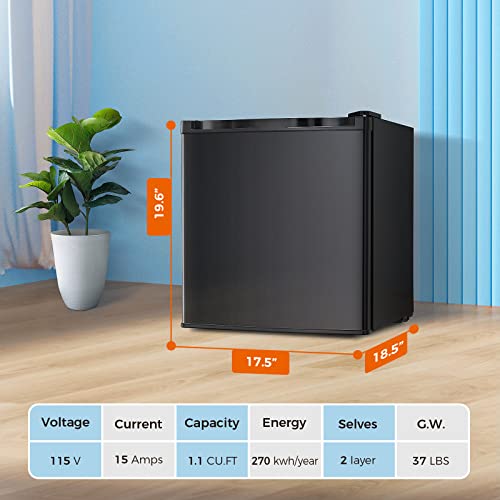 Kismile 1.1 Cu.ft Upright Freezer with Compact Reversible Single Door,Removable Shelves Free Standing Mini Freezer with Adjustable Thermostat for Home/Kitchen/Office