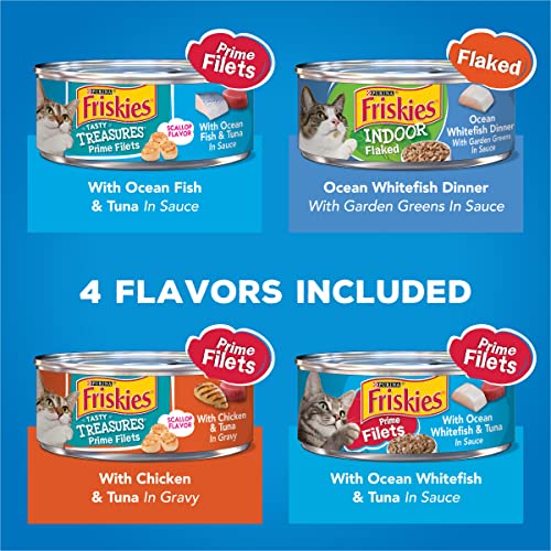 Purina Friskies Wet Cat Food Variety Pack, Oceans of Delight Flaked & Prime Filets - 5.5 oz. - 40 Cans (1 Pack)