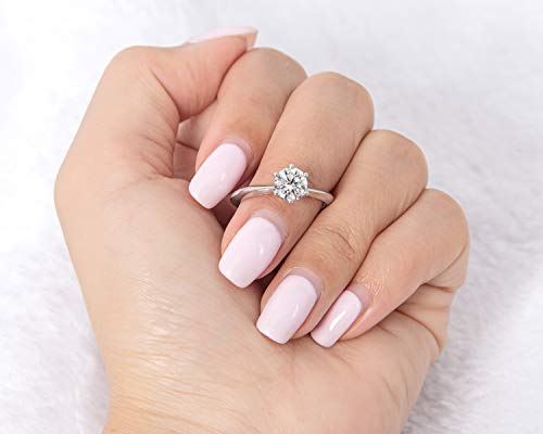 Promise Rings for Her, WOAINI Moissanite Engagement Ring for Women 1 Carat Round Cut Sterling Silver Wedding Band Ring Brilliant Solitaire Infinty for Anniversary Valentine's Day (4)