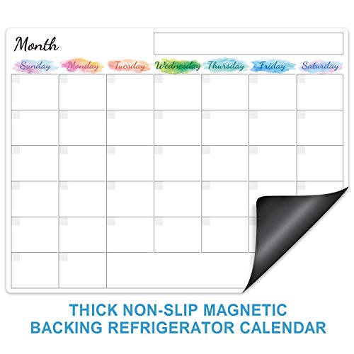 Dry Erase Fridge Magnetic Calendar - White Board Magnetic Calendar for Refrigerator Wall Home Kitchen Decor, 15"x 11.5", Grocery List Magnet Pad for Fridge