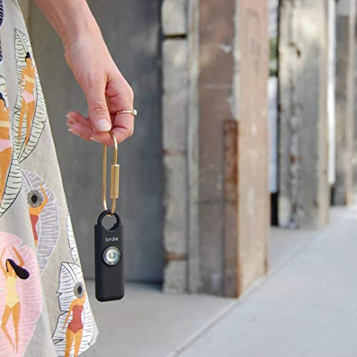 Sheâs BirdieââThe Original Personal Safety Alarm for Women by Womenââ130dB Siren, Flashing Strobe Light, Solid Brass Key Chain and Key Ring in 5 Pop Colors. (Charcoal)