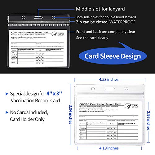 3 Pack-CDC Vaccination Card Protector 4 X 3 Inches Immunization Record Vaccine Cards Holder Clear Vinyl Plastic Sleeve with Waterproof Type Resealable Zip (Card Holder only)