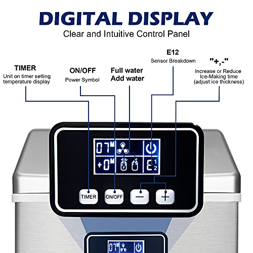 Euhomy Ice Maker Machine Countertop, 40Lbs/24H Portable Compact Ice Cube Maker, With Ice Scoop & Basket, Perfect For Home/Kitchen/Office/Bar (Sliver)