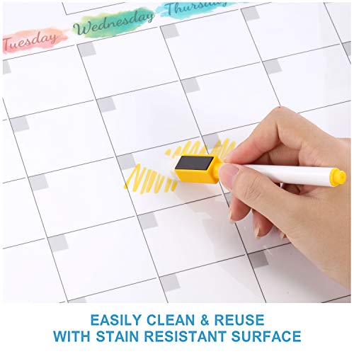 Dry Erase Fridge Magnetic Calendar - White Board Magnetic Calendar for Refrigerator Wall Home Kitchen Decor, 15"x 11.5", Grocery List Magnet Pad for Fridge