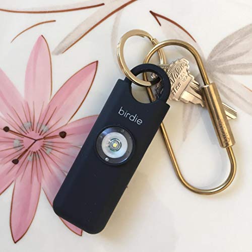 Sheâs BirdieââThe Original Personal Safety Alarm for Women by Womenââ130dB Siren, Flashing Strobe Light, Solid Brass Key Chain and Key Ring in 5 Pop Colors. (Charcoal)