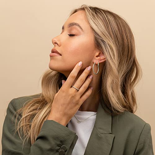 PAVOI 14K White Gold Plated Rings Cubic Zirconia Band | Marquise Milgrain Eternity Bands | White Gold Rings for Women Size 5