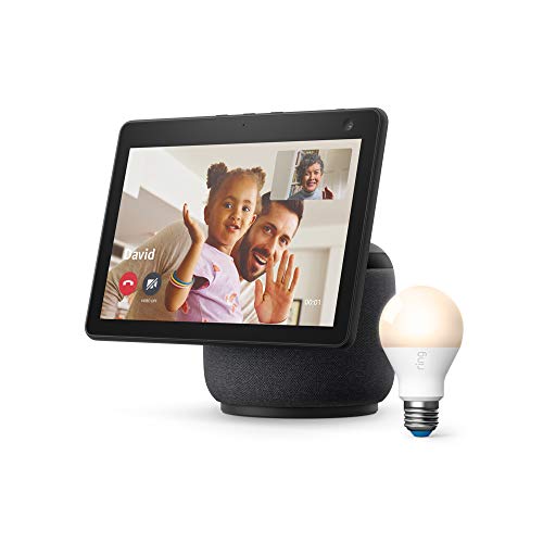 Ring A19 Smart LED Bulb, White, bundle with All-new Echo Show 10 (3rd Gen) - Charcoal