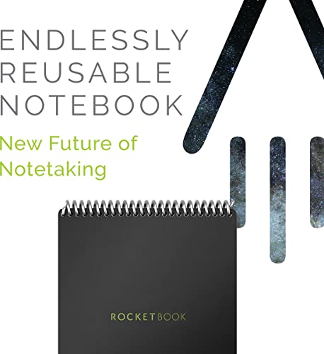 Rocketbook Flip - with 1 Pilot Frixion Pen & 1 Microfiber Cloth Included - Black Cover, Executive Size (6" x 8.8")