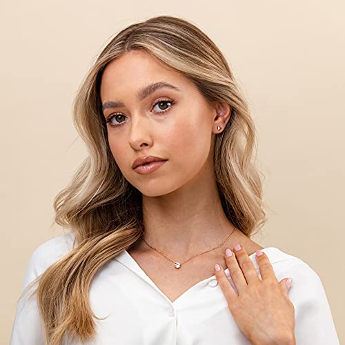 PAVOI 14K Gold Plated Swarovski Crystal Solitaire 1.5 Carat (7.3mm) CZ Dainty Choker Necklace | Rose Gold Necklaces for Women