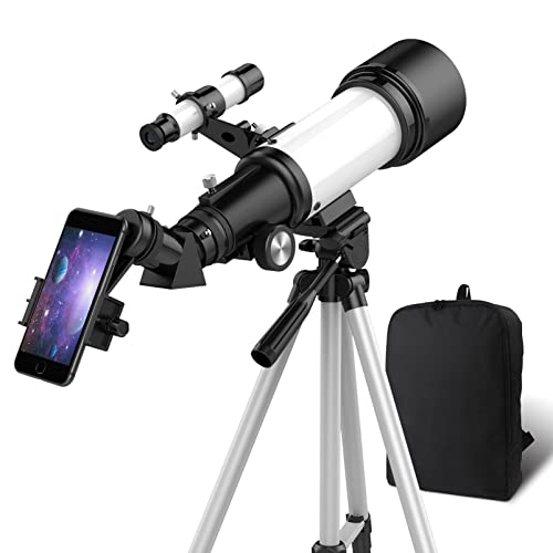 OYS Telescope, Telescopes for Adults, 70mm Aperture 400mm AZ Mount, Telescope for Kids Beginners, Fully Multi-Coated Optics, Astronomy Refractor Travel Scope with Tripod, Phone Adapter, Backpack