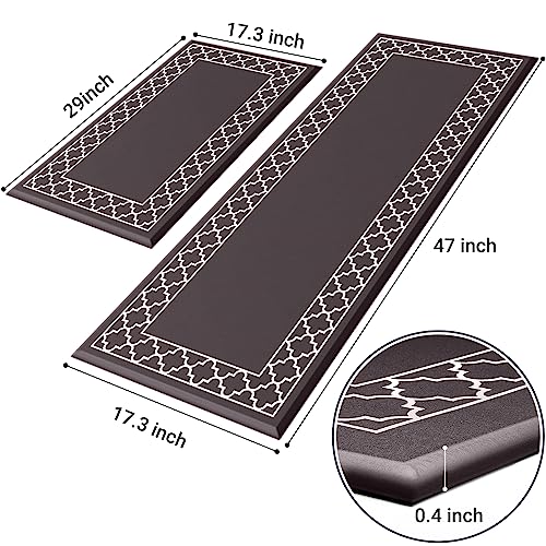 LuxStep Kitchen Mat Set of 2 Anti Fatigue Mat, Non Slip Kitchen Rugs and Mats Waterproof Memory Foam Kitchen Rug, Standing Desk Mat Floor Mats for House,Sink,Office,Kitchen (Chocolate)