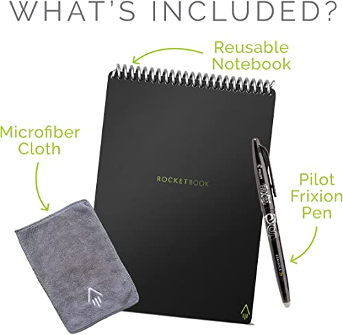 Rocketbook Flip - with 1 Pilot Frixion Pen & 1 Microfiber Cloth Included - Black Cover, Executive Size (6" x 8.8")