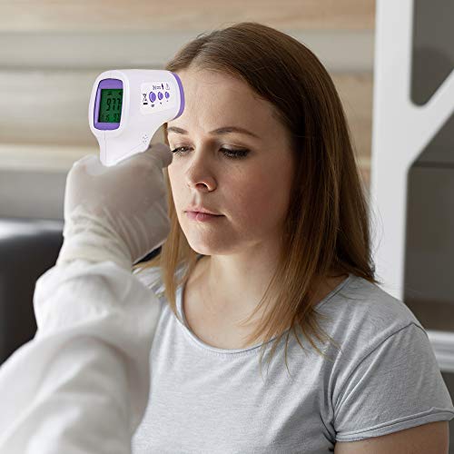 Thermometer for Adults, Non-Contact Forehead Infrared Thermometer and Fever Alarm for Adult and Baby, Touchless Thermometer Forehead Adult with Digital LCD Display for Face, Ear, Body