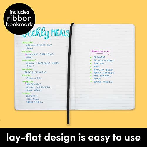 PAPERAGE Lined Journal Notebook, (Black), 160 Pages, Medium 5.7 inches x 8 inches - 100 GSM Thick Paper, Hardcover