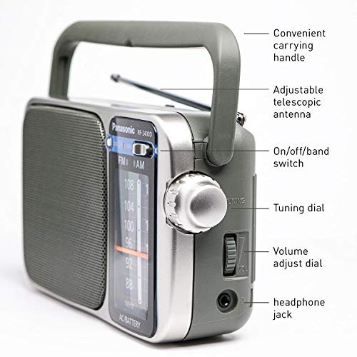 Panasonic Portable AM / FM Radio, Battery Operated Analog Radio, AC Powered, Silver (RF-2400D)