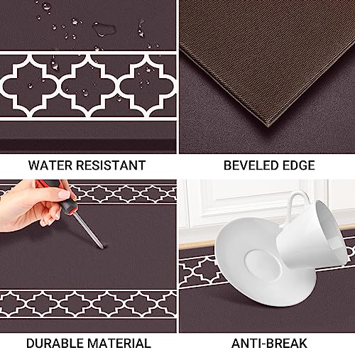LuxStep Kitchen Mat Set of 2 Anti Fatigue Mat, Non Slip Kitchen Rugs and Mats Waterproof Memory Foam Kitchen Rug, Standing Desk Mat Floor Mats for House,Sink,Office,Kitchen (Chocolate)