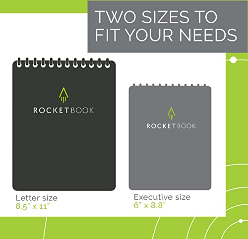 Rocketbook Flip - with 1 Pilot Frixion Pen & 1 Microfiber Cloth Included - Black Cover, Executive Size (6" x 8.8")