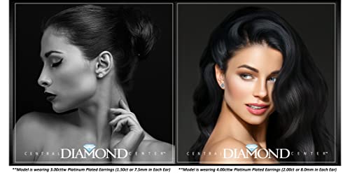 NANA 14k Gold Post & Sterling Silver 4 Prong CZ Stud Earrings -Rose Gold Plated-5.25mm-1.00cttw