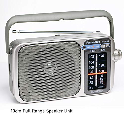 Panasonic Portable AM / FM Radio, Battery Operated Analog Radio, AC Powered, Silver (RF-2400D)