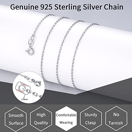 Jewlpire 925 Sterling Silver Chain Necklace Chain for Women Girls 1.1mm Cable Chain Necklace Upgraded Spring-Ring Clasp - Thin & Sturdy - Italian Quality 18 Inch