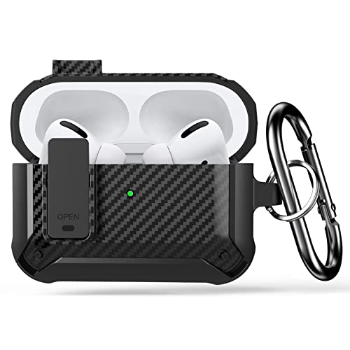 Lopnord Case for Airpods Pro Case Cover with Lock Lid, Protective Cover Compatible with Airpod Pro Case for Men Women, Shockproof Rugged Shell for Air Pods Pro Charging Case (AirPod Pro Not Included)
