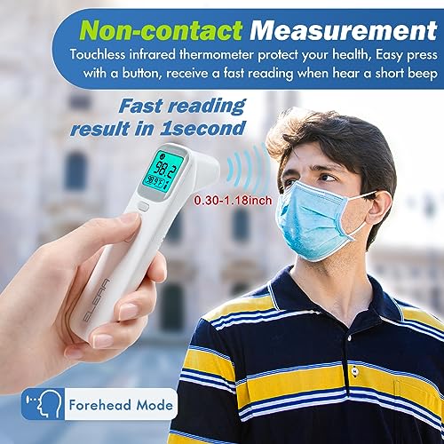 Infrared Forehead Thermometer for Adults, ELERA No Touch Infrared Thermometer for Adult and Baby, Instant Read Head Thermometer with Non Contact. Touchless Thermometer for Fever for Humans, Offices